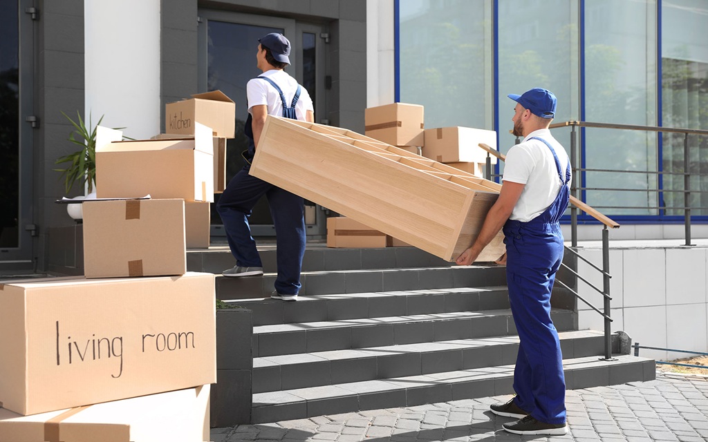 Professional movers working